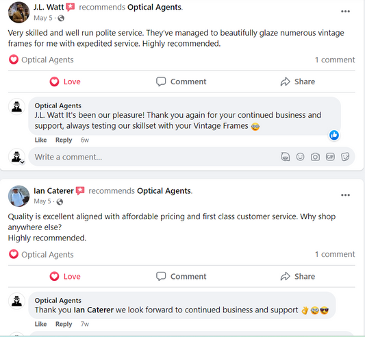 Optical Agents Facebook Reviews
